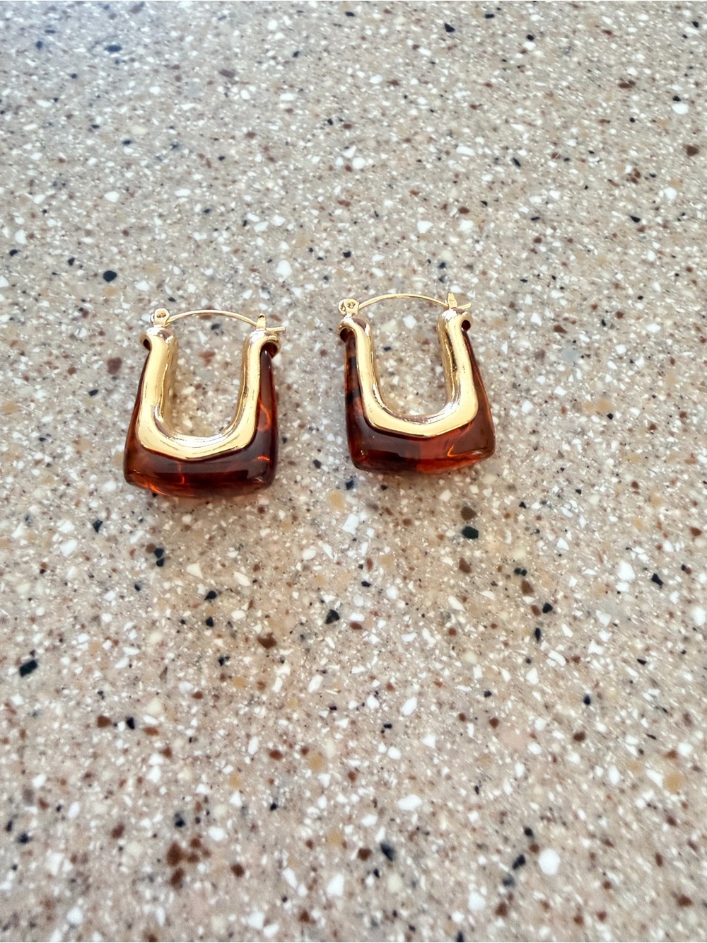 Gold and carey Hoop Drop Earrings - Women Jewelry